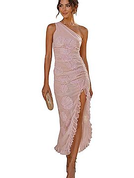 House of Sunny The Aphrodite Shell Applique One Shoulder Dress Cocktail Dress (view 1)