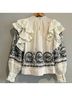 Ulla Johnson 100% Cotton Floral White Black Blouse Size 2 - photo 3