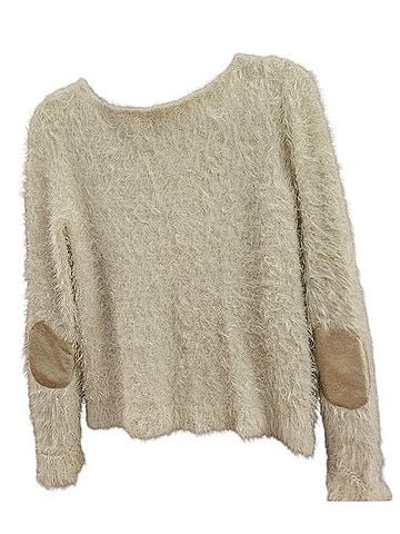 Jennifer Lopez Super Soft Crewneck Sweater with Elbow Patches Pullover Sweater (view 2)
