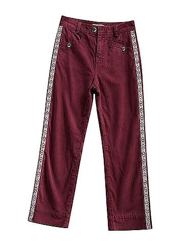 Anthropologie Bordeaux Embroidered Side Stripe Chino Pants Casual Pants (view 1)