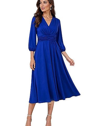 Teri Jon by Rickie Freeman Rickie Freeman Royal Blue Midi Dress Casual Dress (view 1)