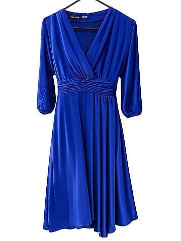 Teri Jon by Rickie Freeman Rickie Freeman Royal Blue Midi Dress Casual Dress (view 2)