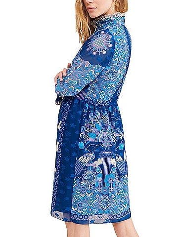 Anna Sui Peacock Border Shift Dress Casual Dress (view 2)