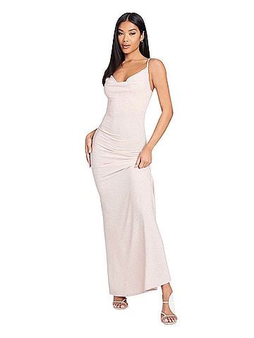Bebe Lurex Knit Gown Cocktail Dress (view 1)