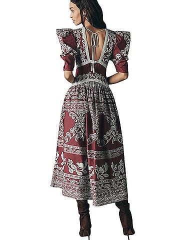 FARM Rio Printed V-Neck Puff-Sleeve Maxi Dress Casual Dress (view 2)