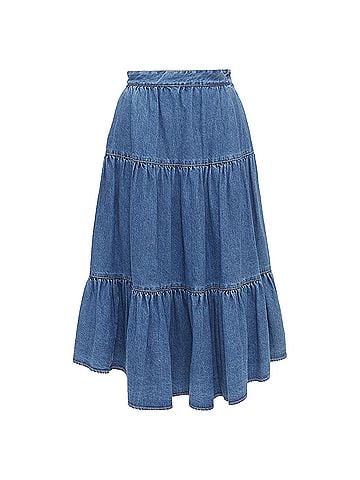 Céline Celine Midi Prairie lightweight denim midi skirt (view 1)