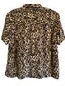 Crazy Horse 100% Polyester Animal Print Leopard Print Brown Tan Black Short Sleeve Button-Down Shirt Size L - photo 2
