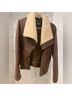 Badgley Mischka 100% Leather Brown Ivory Jacket Size XL - photo 3