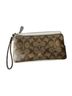 Coach 100% Leather Print Brown Tan Leather Wristlet One size - photo 1