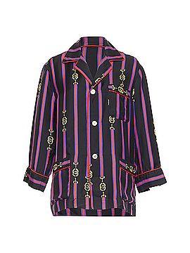 Gucci Gucci Garden silk stripe pajama blouse shirt (view 1)