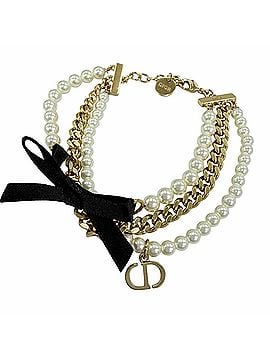 Christian Dior Christian Dior Montaigne 30 Toronto Ribbon Logo Hardware Faux Pearl Bracelet Gold Tone Women's (view 1)
