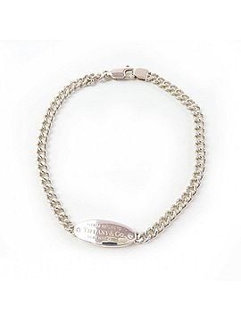 Tiffany & Co. TIFFANY&amp;Co. Tiffany &amp; Co. Return to Oval I.D. Bracelet, Ag925 Sterling Silver, Diamond, Curb Chain, Weight 6.2g, Women's. (view 1)