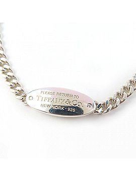 Tiffany & Co. TIFFANY&amp;Co. Tiffany &amp; Co. Return to Oval I.D. Bracelet, Ag925 Sterling Silver, Diamond, Curb Chain, Weight 6.2g, Women's. (view 2)