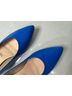 fs/ny 100% Leather Blue Flats Size 7 - photo 4