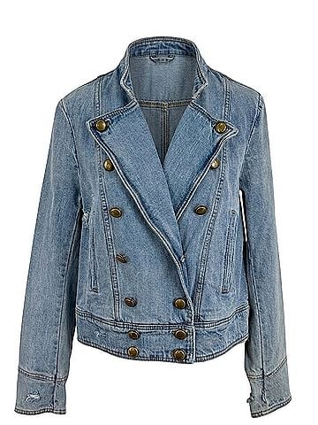 Free People 2012 RARE Distressed Military Denim | Coastal Cowgirl Grunge Boho Streetwear Indie Sleaze Edgy 90s Denim Jacket (view 1)