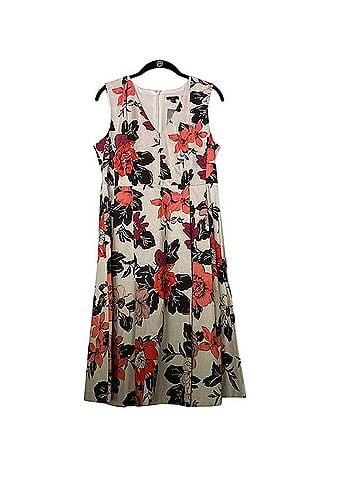 Ann Taylor Floral Pleated Dress Cocktail Dress (view 1)