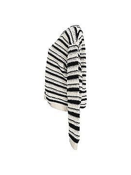 Ganni Ganni Striped Knitted V-Neck Sweater in White and Black Cotton (view 2)