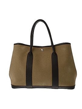 Hermès HERMES Garden Party PM Khaki Brown ?F stamp (circa 2002) Women's Toile Officier Leather Handbag B Rank Used Ginzo (view 1)