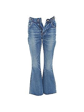 Céline Celine washed gold horsebit logo buckles jeans (view 1)