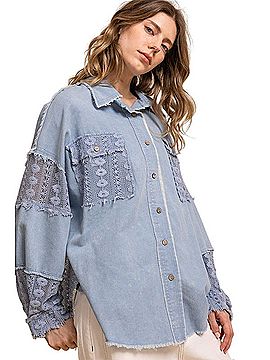 Blue Velvet Button Down Shirt