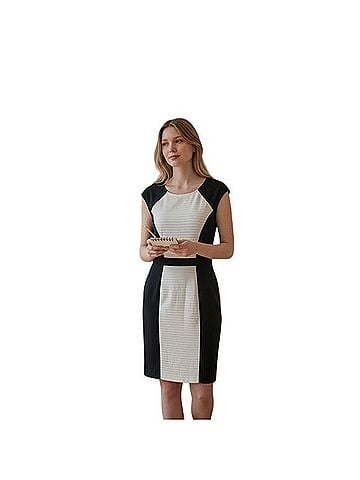 White House Black Market Colorblock Ribbed Sheath Dress Cocktail Dress (view 1)