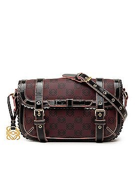 Loewe Sequin Trimmed Anagram PVC Coated Canvas Double Buckle Flap Shoulder Bag (view 1)