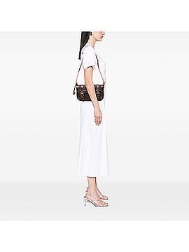 Loewe Sequin Trimmed Anagram PVC Coated Canvas Double Buckle Flap Shoulder Bag (view 2)