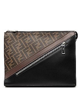 Fendi Zucca Coated Canvas Diagonal Front Zip Clutch (view 1)