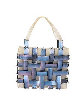 Bottega Veneta BOTTEGA VENETA Bottega Veneta Shell Plate Intrecciato Vinyl Tote Bag, Black, Women's (view 1)