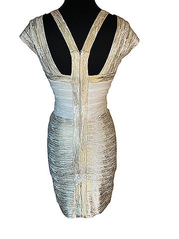 Sara Boo Gold &amp; Off White Bandage Dress Cocktail Dress (view 2)