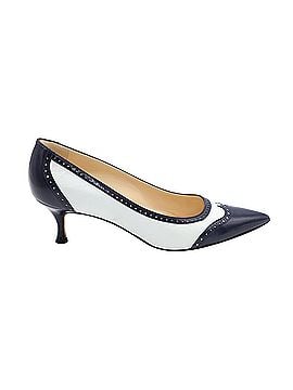Manolo Blahnik Manolo Blahnik Ancor Two-tone Spectator Pumps in Navy Blue Leather (view 1)