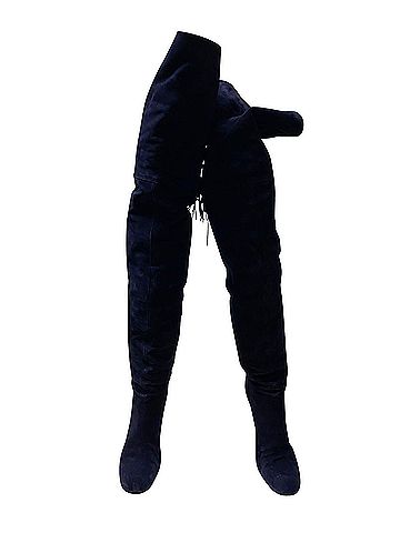 Chloé Chloe Hannah Fringe Knee High Boots in Blue Suede (view 2)