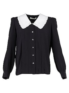 Alessandra Rich Alessandra Rich Contrasting-Collar Blouse in Black Silk (view 1)