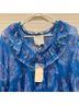 Johnny Was 100% Silk Floral Blue T-Shirt Size S - photo 5