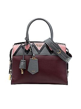 Prada Medium Saffiano Trimmed City Calf Greca Esplanade Satchel (view 1)