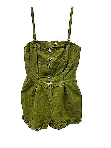 Twelve by Twelve Olive Green Button-Front Romper Romper (view 1)