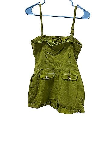 Twelve by Twelve Olive Green Button-Front Romper Romper (view 2)