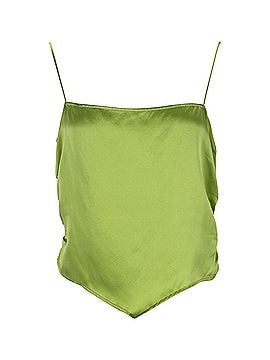 Reformation Reformation Ruched Asymmetric Tank Top in Green Silk (view 1)