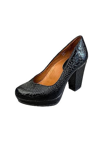 Earthies Tarnow Black Patent Snake Embossed Heels (view 1)