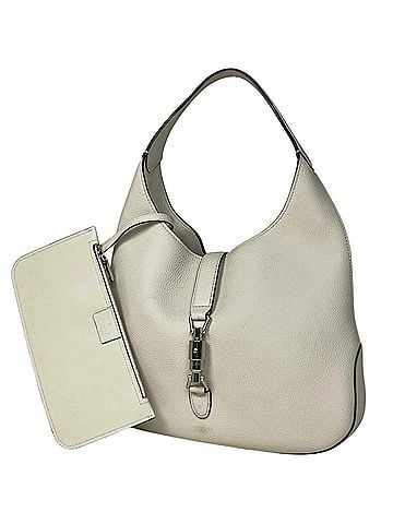 Gucci Gucci New Jackie Line Shoulder Bag, Leather, White, 365458, Women's (view 1)