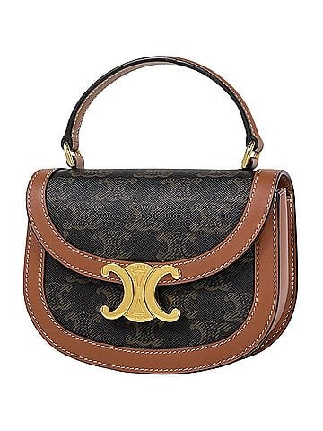 Céline Celine Triomphe Mini Besace Claire 2-Way Shoulder Bag/Handbag, Coated Canvas, Brown, Women's (view 1)