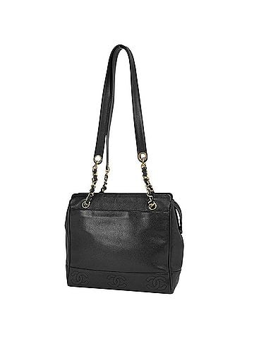 Chanel Chanel Triple Coco Mark Chain Tote Bag Shoulder Caviar Leather Black Women's (view 1)