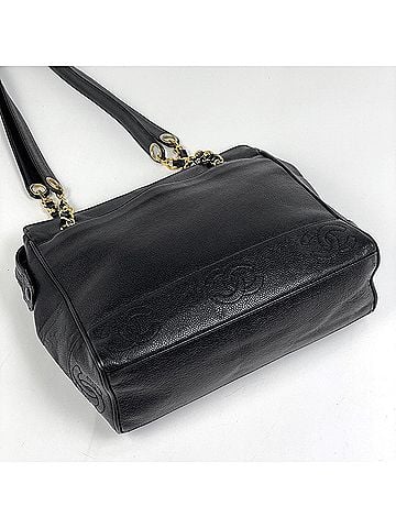 Chanel Chanel Triple Coco Mark Chain Tote Bag Shoulder Caviar Leather Black Women's (view 2)