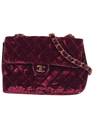 Chanel Chanel Coco Mark Chain Shoulder Bag, Matelassé Velvet, Bordeaux, Women's (view 1)
