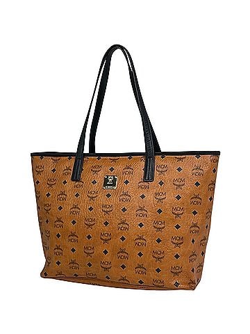 MCM MCM Logo Gram Tote Bag Shoulder Visetos Leather Brown Women's (view 1)
