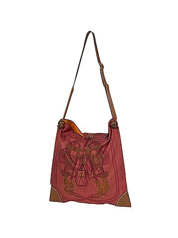 Hermès Hermes Silky City MM Brides de Gala Ceremonial Bridle Shoulder Bag, Silk, Red/Brown, Size N, Women's (view 1)