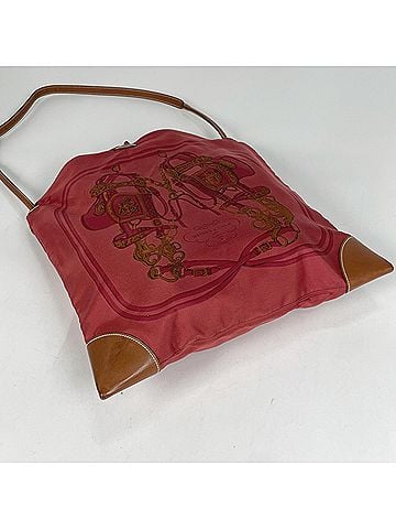 Hermès Hermes Silky City MM Brides de Gala Ceremonial Bridle Shoulder Bag, Silk, Red/Brown, Size N, Women's (view 2)