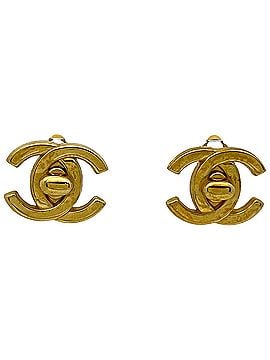 Chanel CHANEL Coco Mark Turnlock Earrings, GP Gold, Women's (view 1)