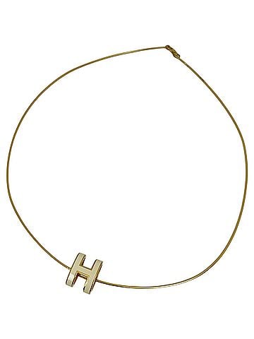 Hermès Hermes HERMES Pop H Necklace Logo GP Gold White Women's (view 1)