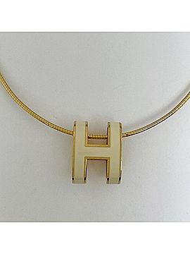 Hermès Hermes HERMES Pop H Necklace Logo GP Gold White Women's (view 2)